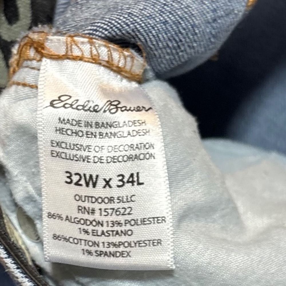 Eddie Bauer Mens Jeans 32W x 34L Blue Denim Straight Leg Casual Pants - Picture 6 of 9